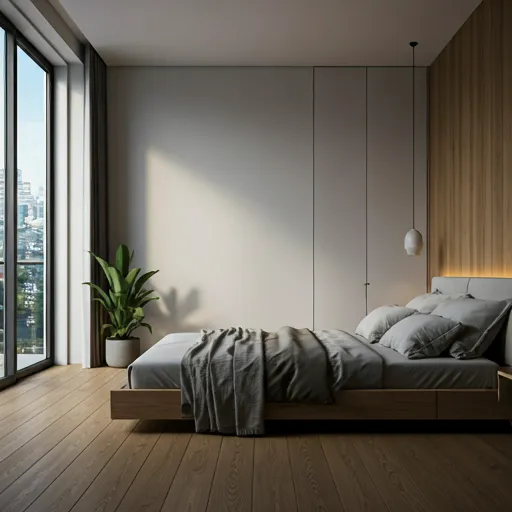 Habitación moderna inteligente con escenas de iluminación integradas